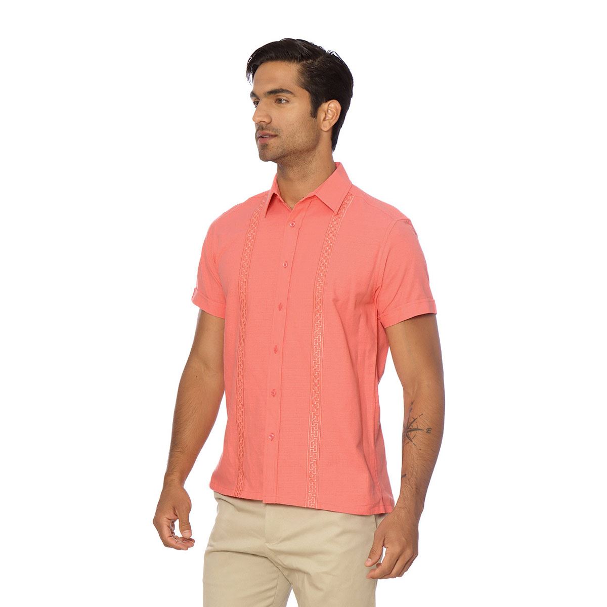 Camisa P/ Playa Manga Corta Salmón Extra Grande