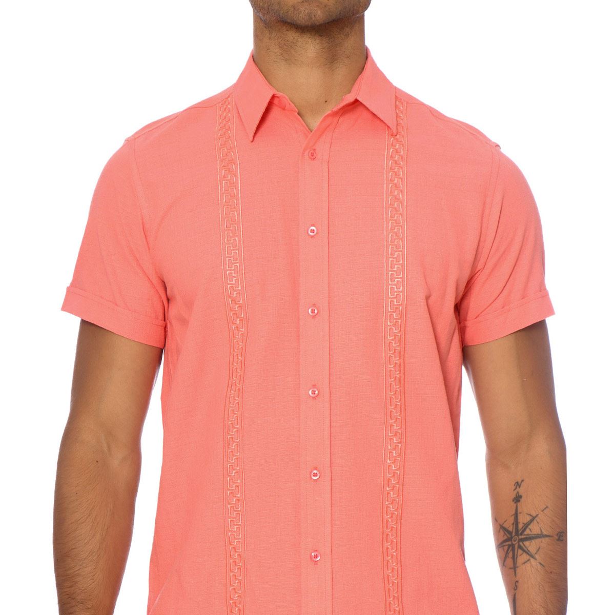Camisa P/ Playa Manga Corta Salmón Extra Grande