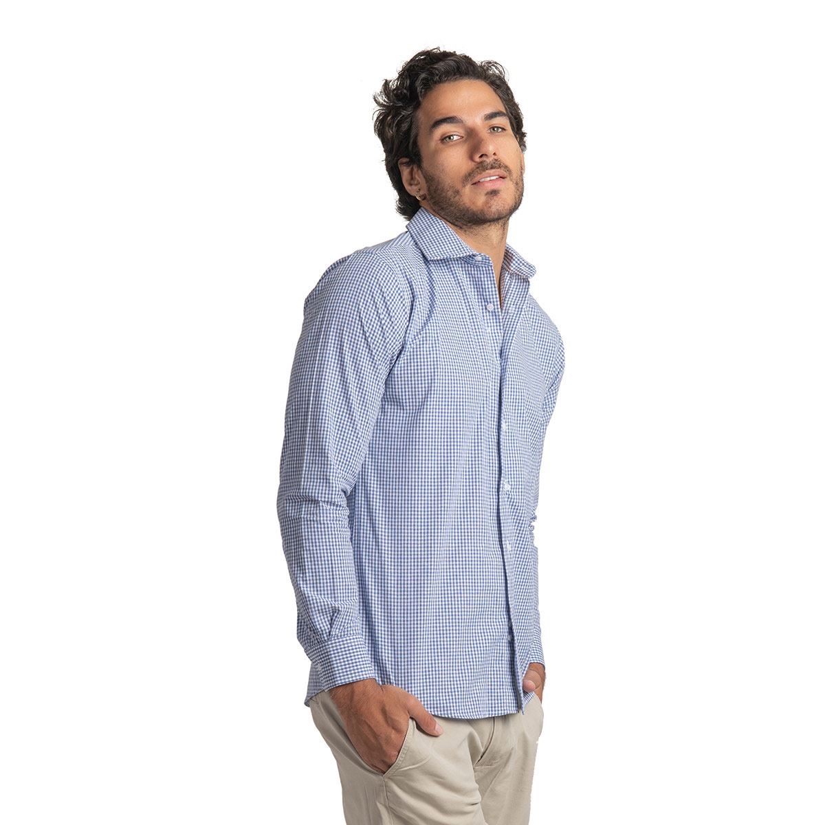 Camisa playera manga larga Azul Claro CH