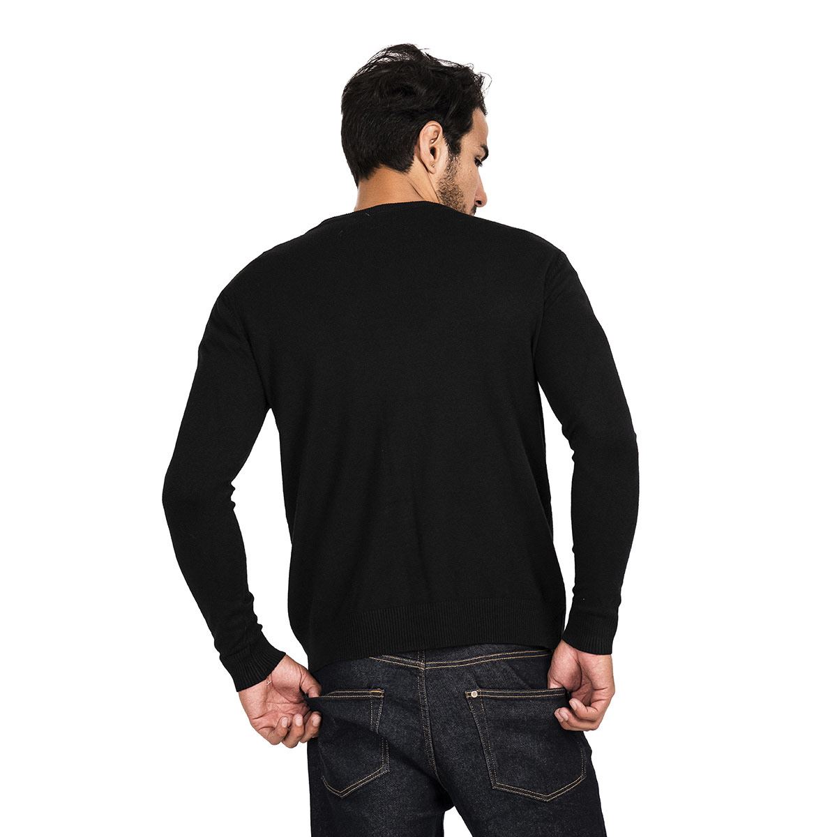 Suéter para caballero cuello V color negro talla mediana