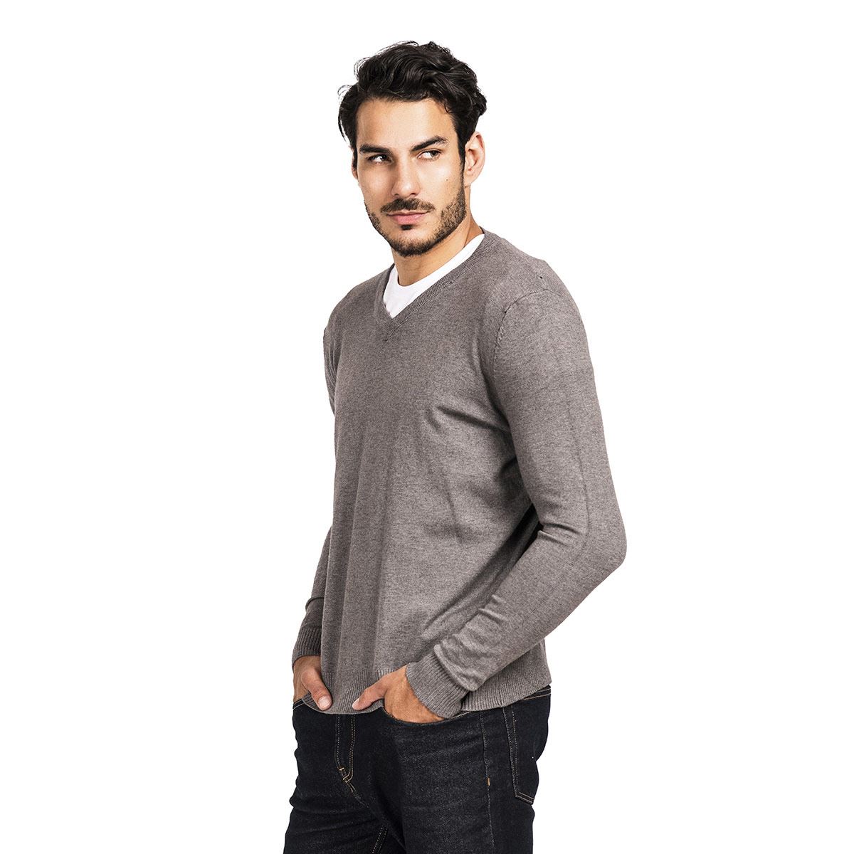 Suéter para caballero cuello V color oxford talla chica