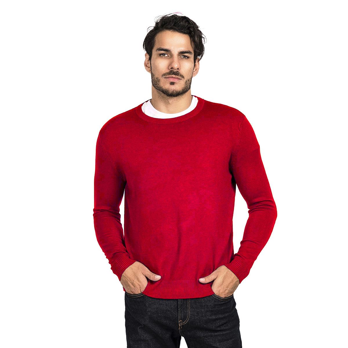 Suéter para caballero cuello redondo color vino talla mediana