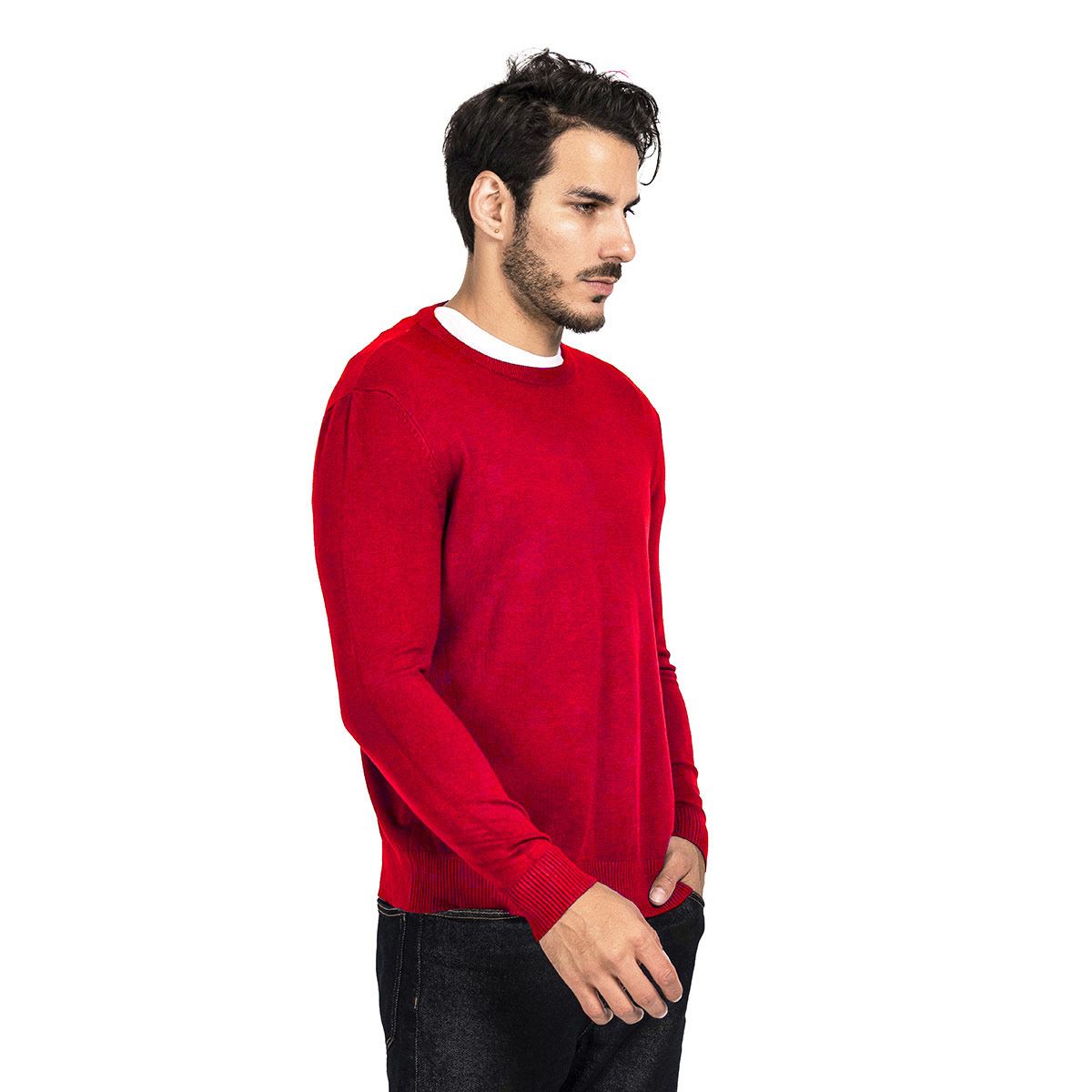 Suéter para caballero cuello redondo color vino talla mediana