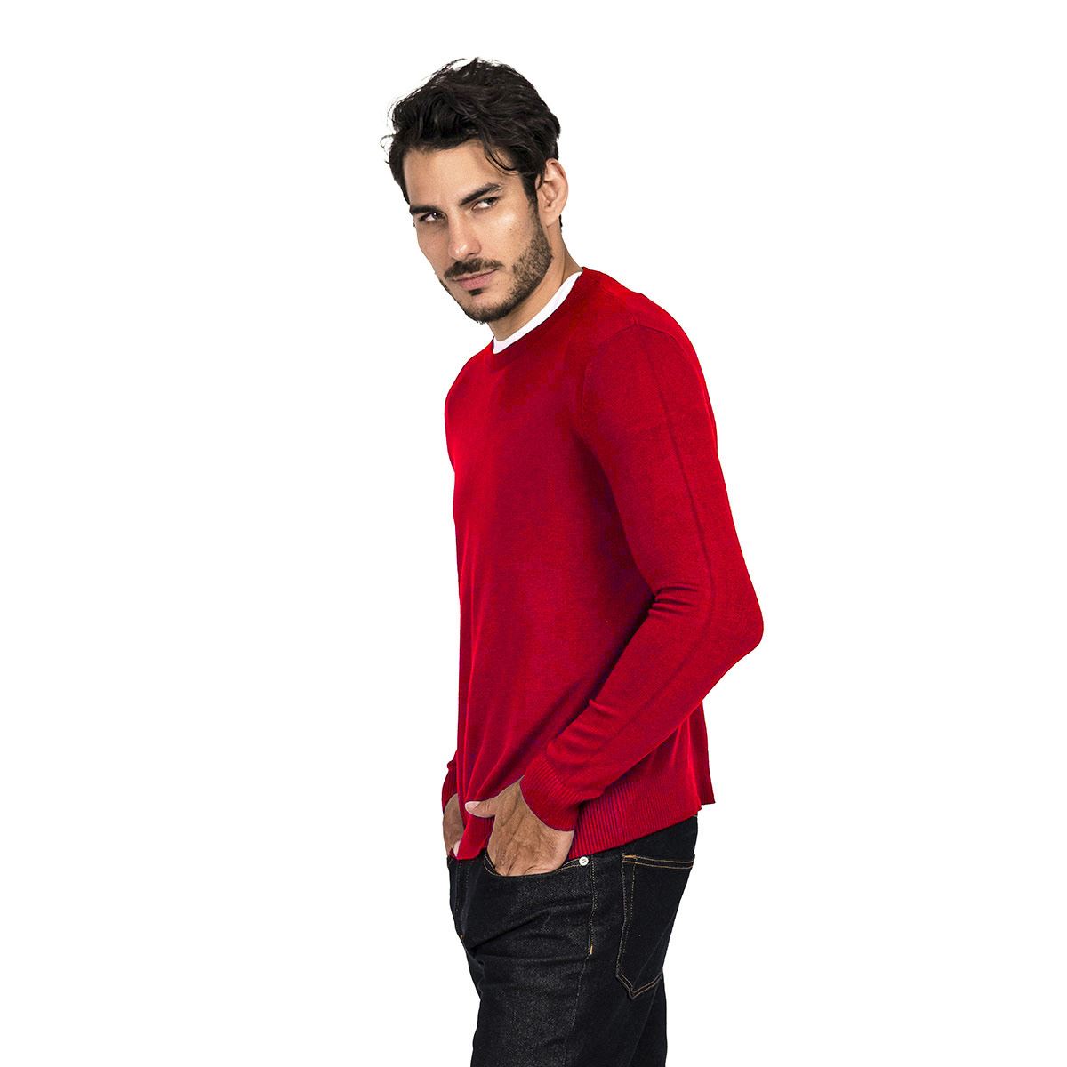 Suéter para caballero cuello redondo color vino talla extra-grande