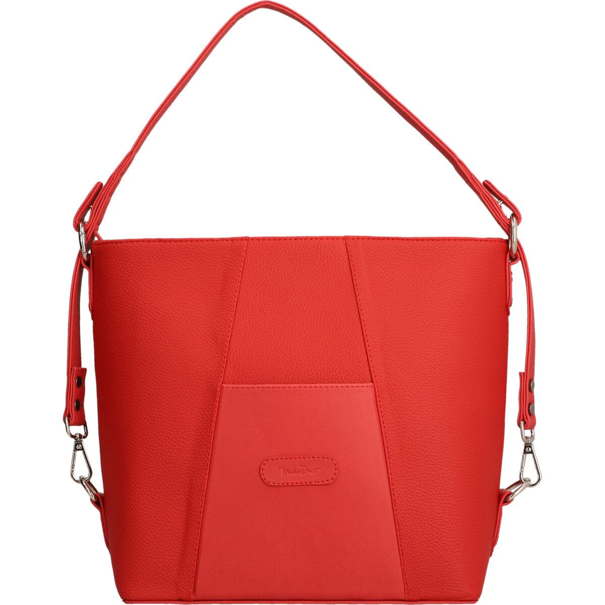 Bolsa Michel Domit cubeta con bolsillo frontal asa larga color rojo modelo DZU504