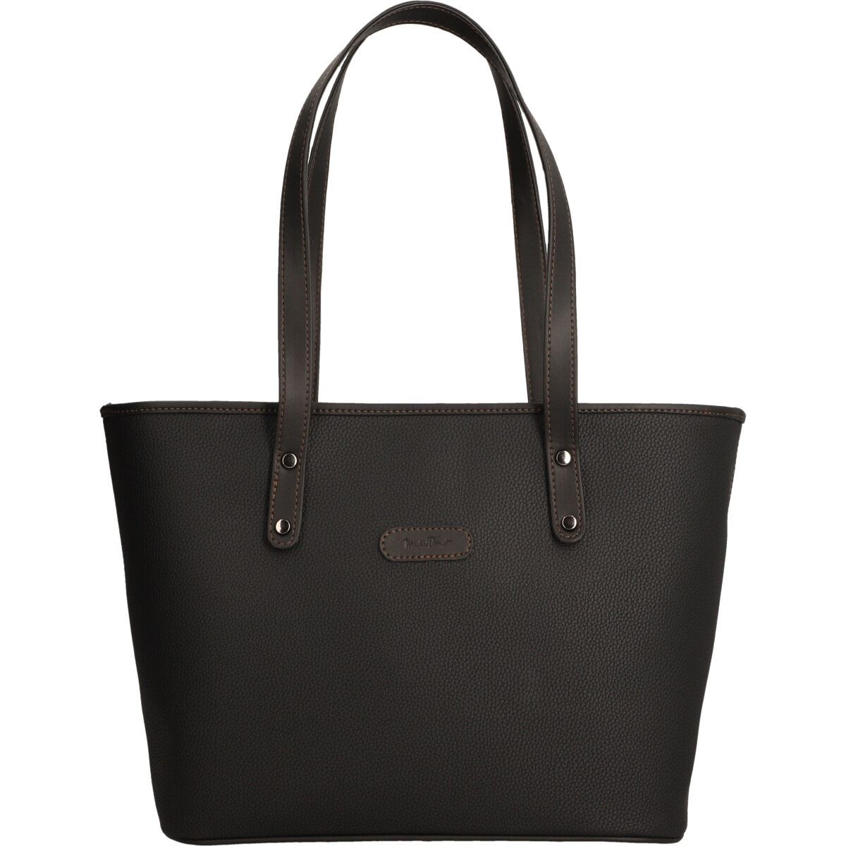 Bolsa Michel Domit cubeta con cierre color negro modelo DZR590