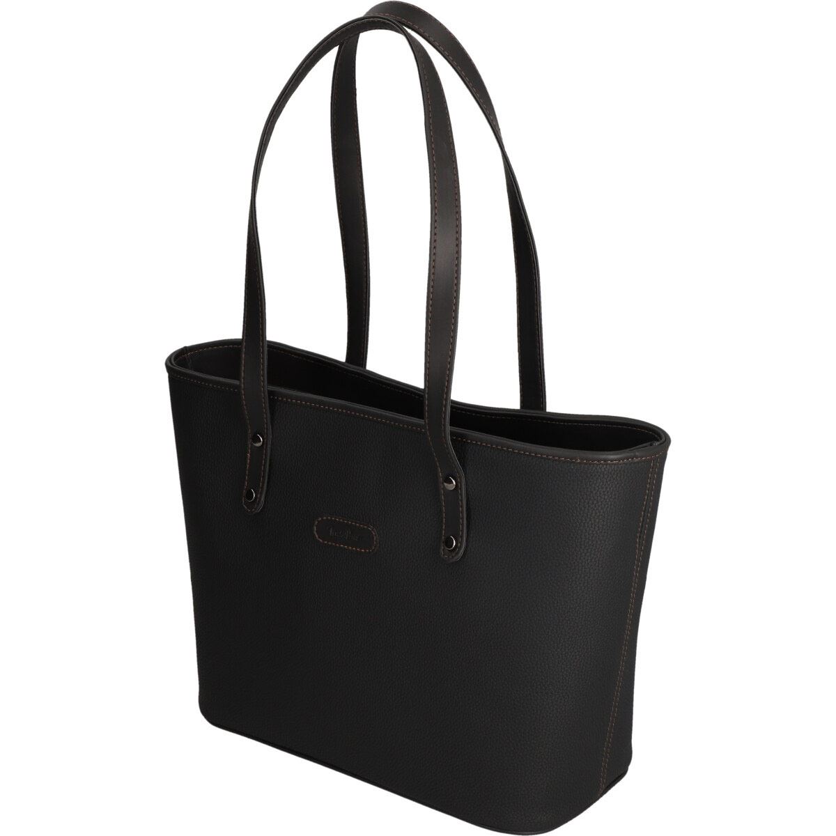 Bolsa Michel Domit cubeta con cierre color negro modelo DZR590