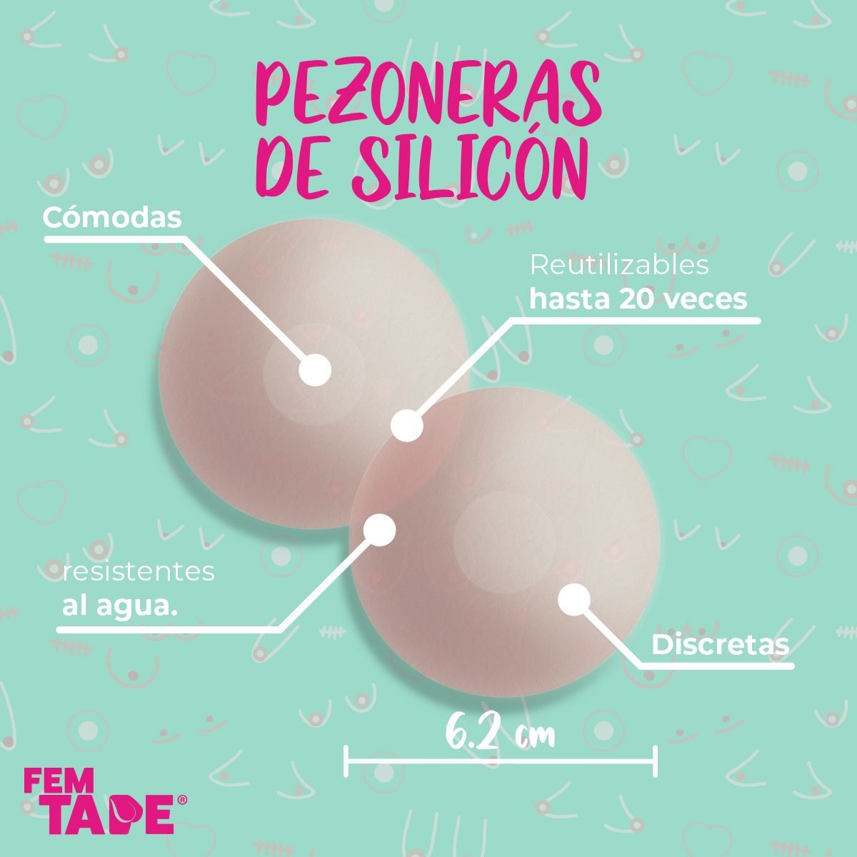 Pezoneras de silicón Fem Tape 4 pzas