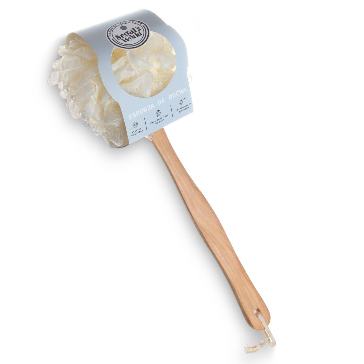 Esponja puff para baño c/mango