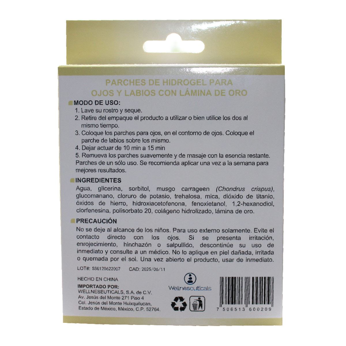 Parche de Hidrogel con lámina de oro