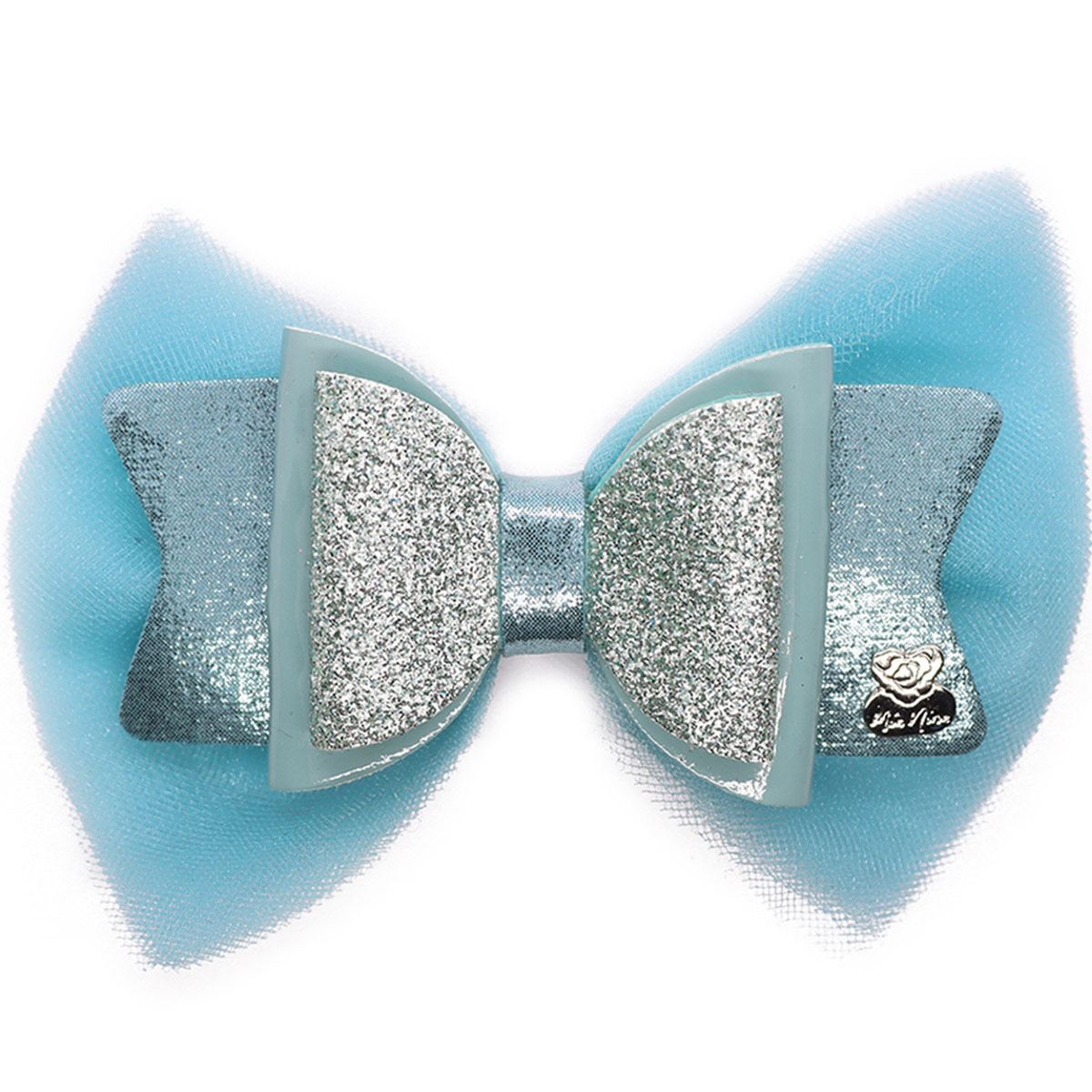 Moño Vinil Con Tul Azul Turquesa