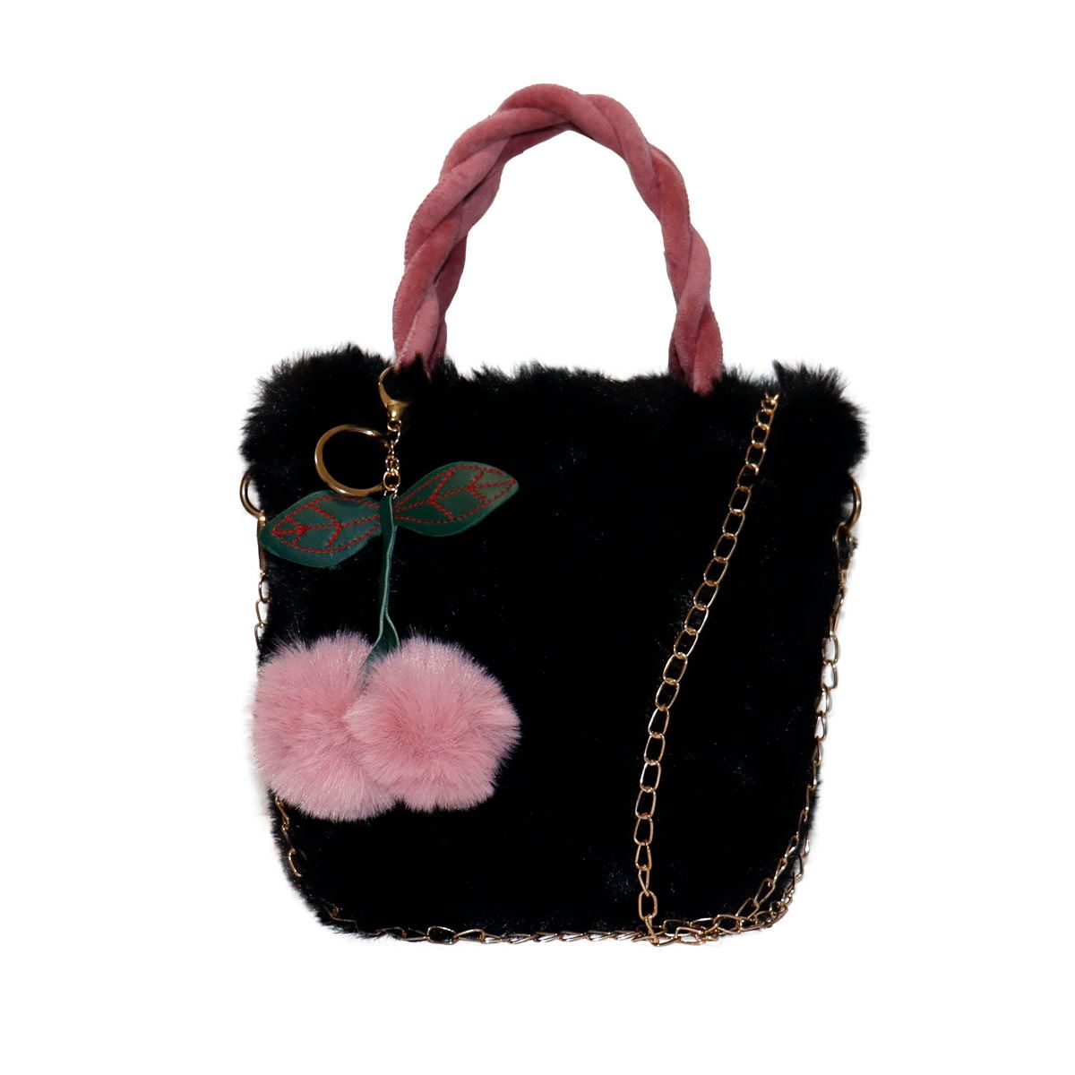 Bolsa Cherry Tipo Peluche con Pompones Phi By Philosophy Jr