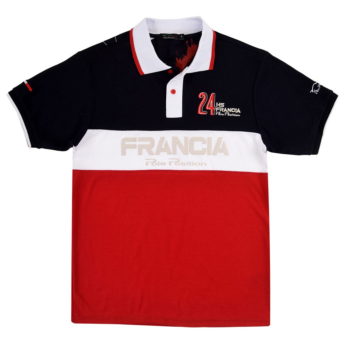 Playera Polo Pole Position Francia negro con Rojo EG