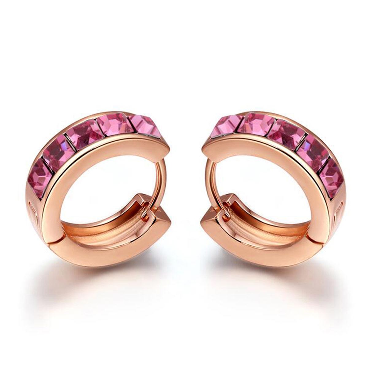 Arracadas en baño de oro rosa Amor de Cristal