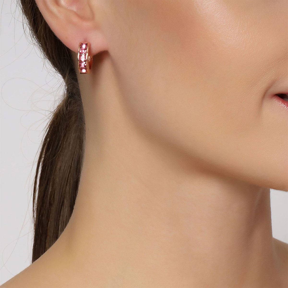 Arracadas en baño de oro rosa Amor de Cristal