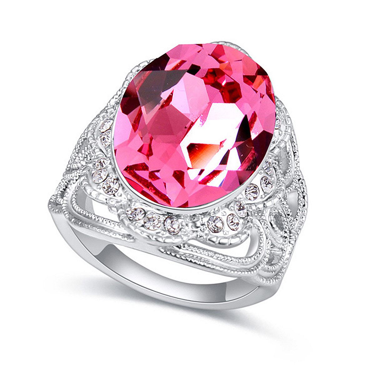 Anillo en baño de oro blanco Amor de Cristal AC16-389-6