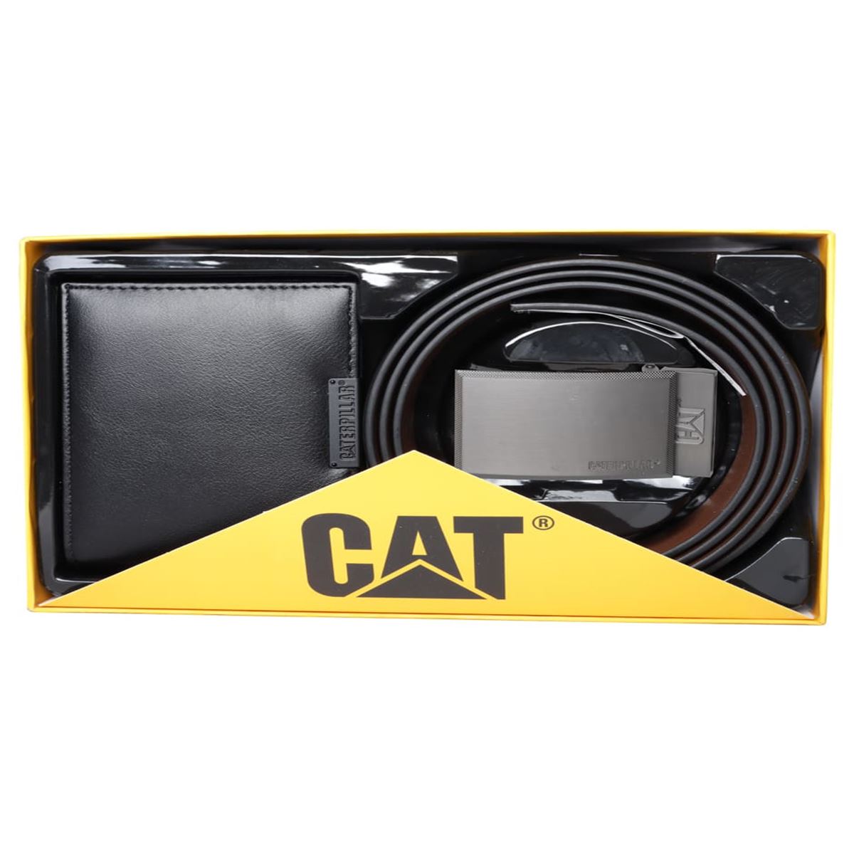 Set Cartera/Cinturón Negro Cat para hombre