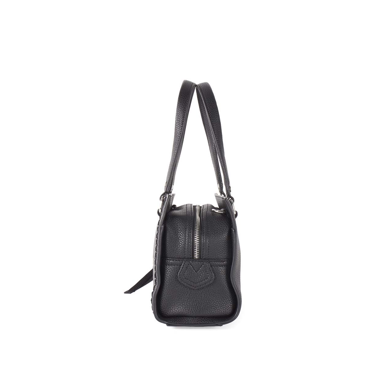 Bolsa H&co Satchel Color Negro Efecto Piel De Serpiente