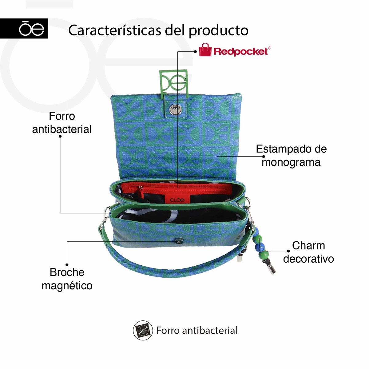 Bolso Satchel Cloe Verde para Mujer