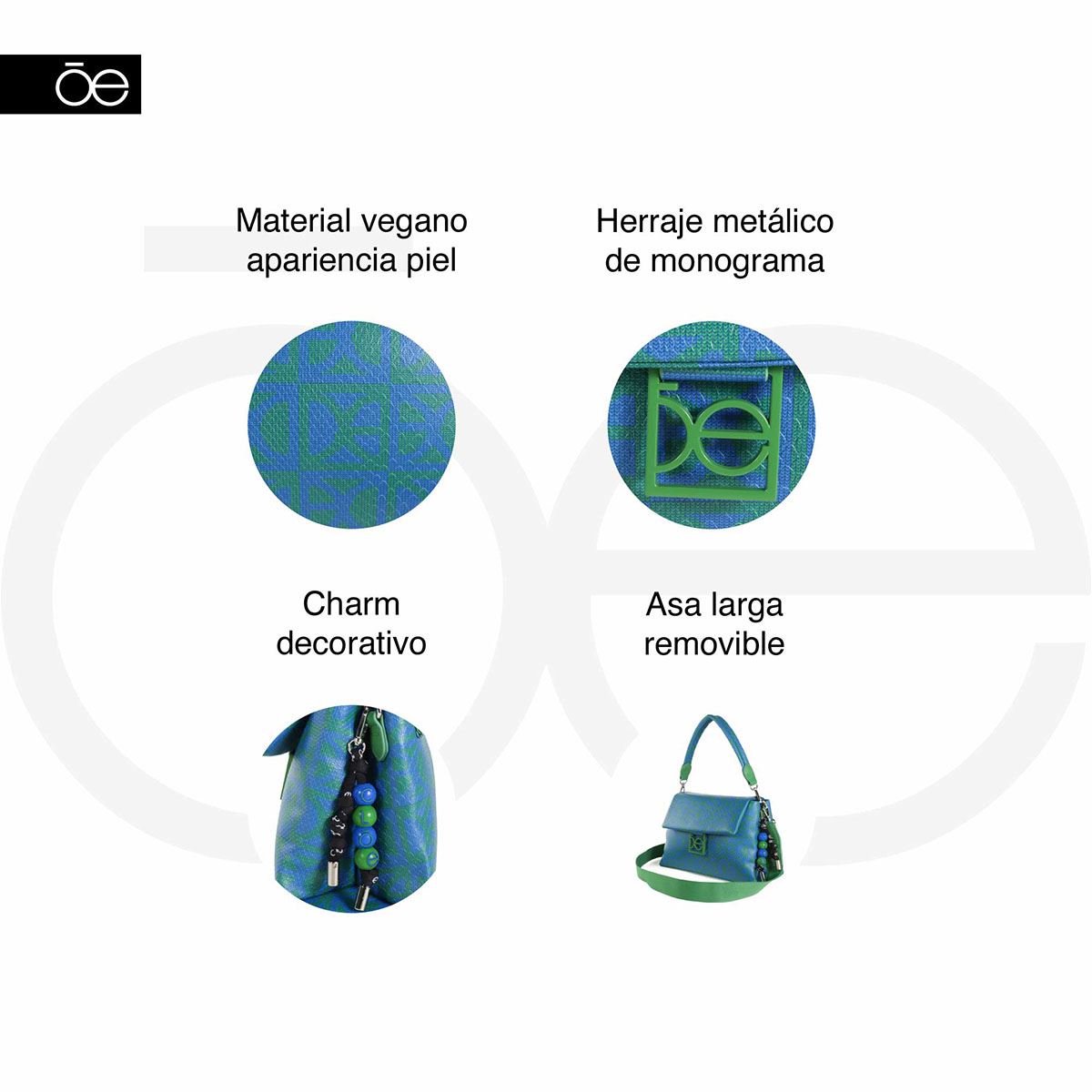 Bolso Satchel Cloe Verde para Mujer