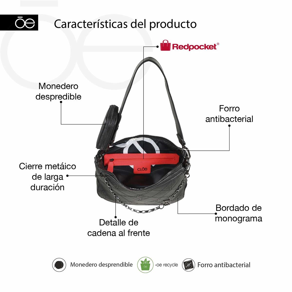 Bolso Tote Cloe Negro para Mujer