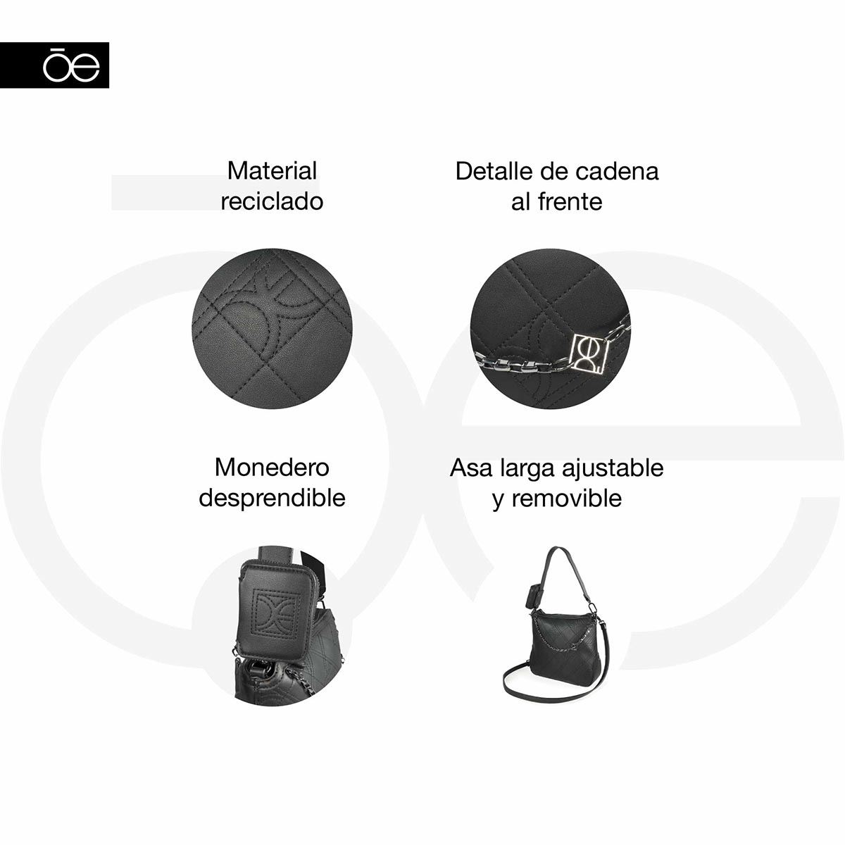 Bolso Tote Cloe Negro para Mujer