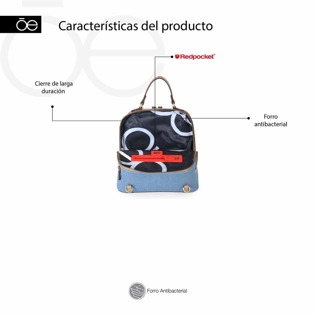 Bolso Backpack color Azul para Mujer Cloe