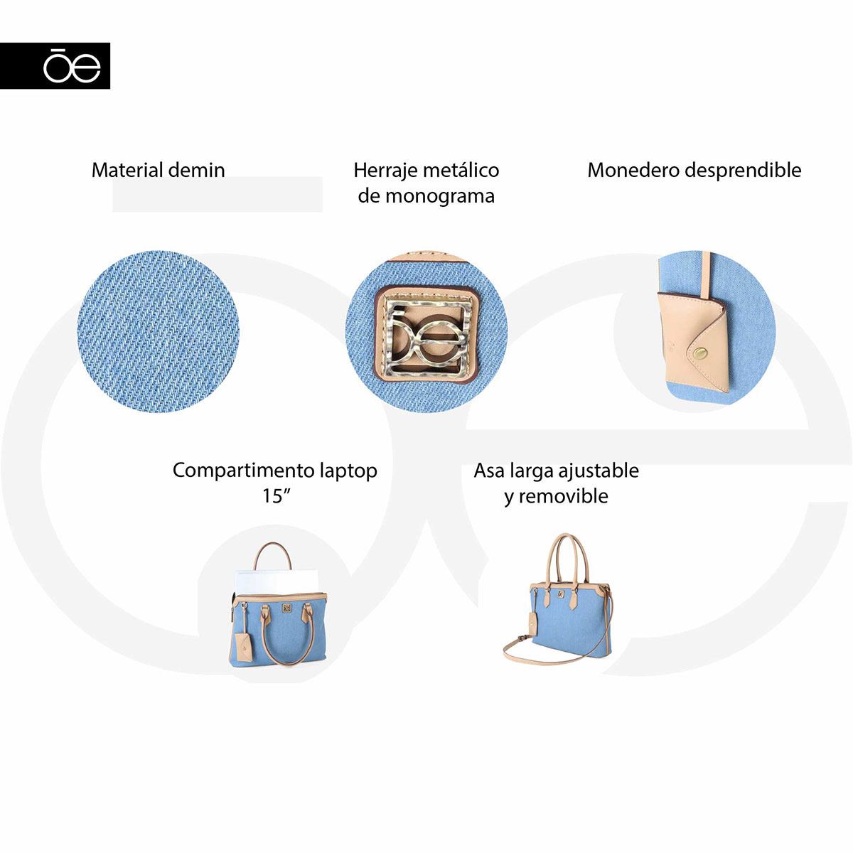 Bolso Porta Laptop color Azul para Mujer Cloe
