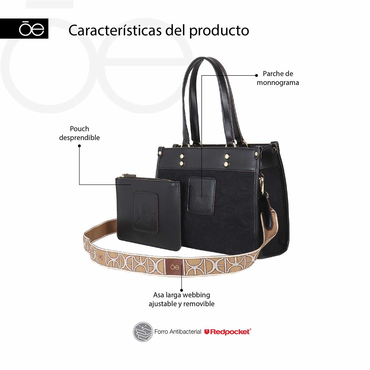 Bolso Tote Cloe Negro para Mujer