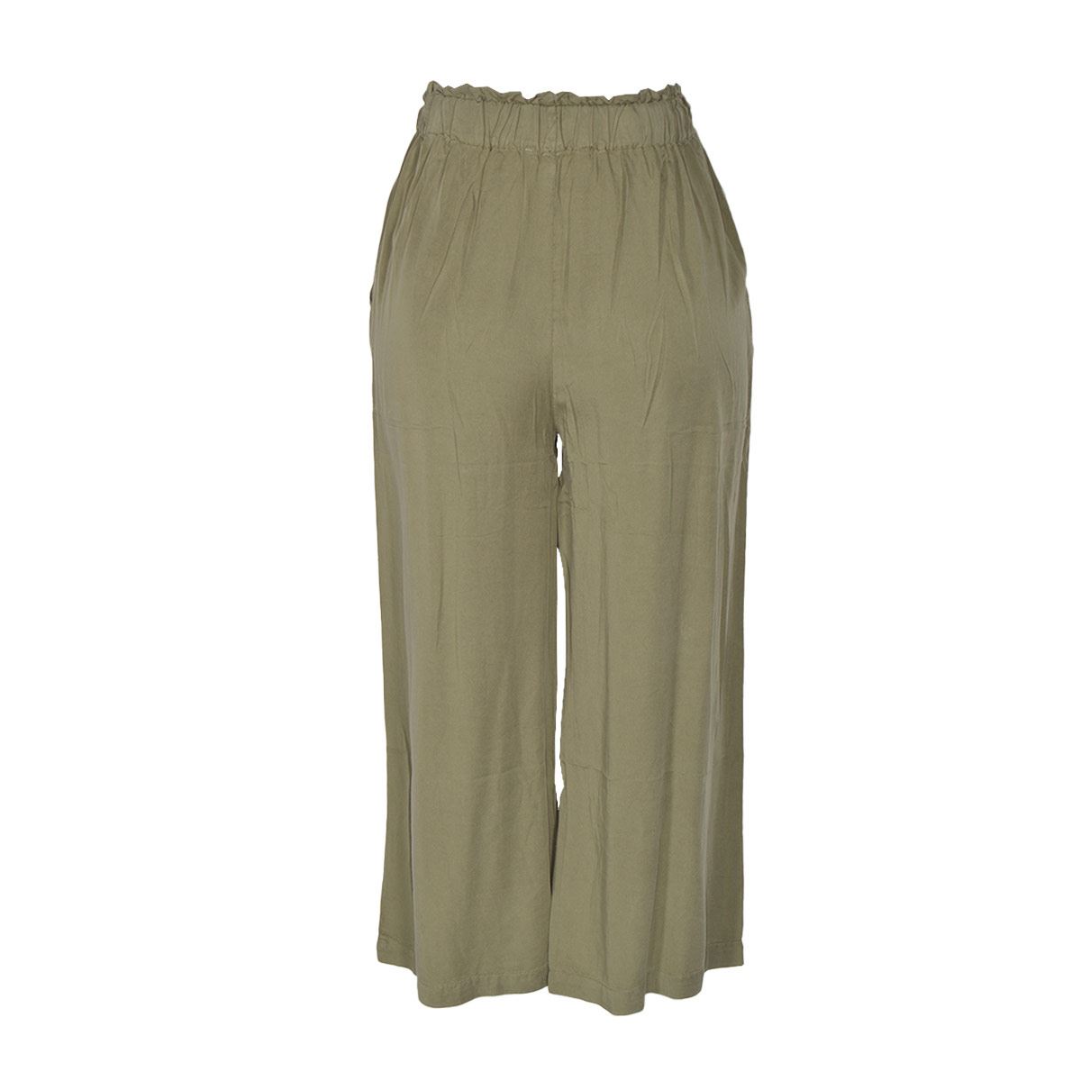 Pantalón Recto Para Mujer, Holgado Con Elástico Y Cinta De Amarre En Cintura Philosophy Woman Talla Grande Color Verde Obscuro Modelo 6445PJN