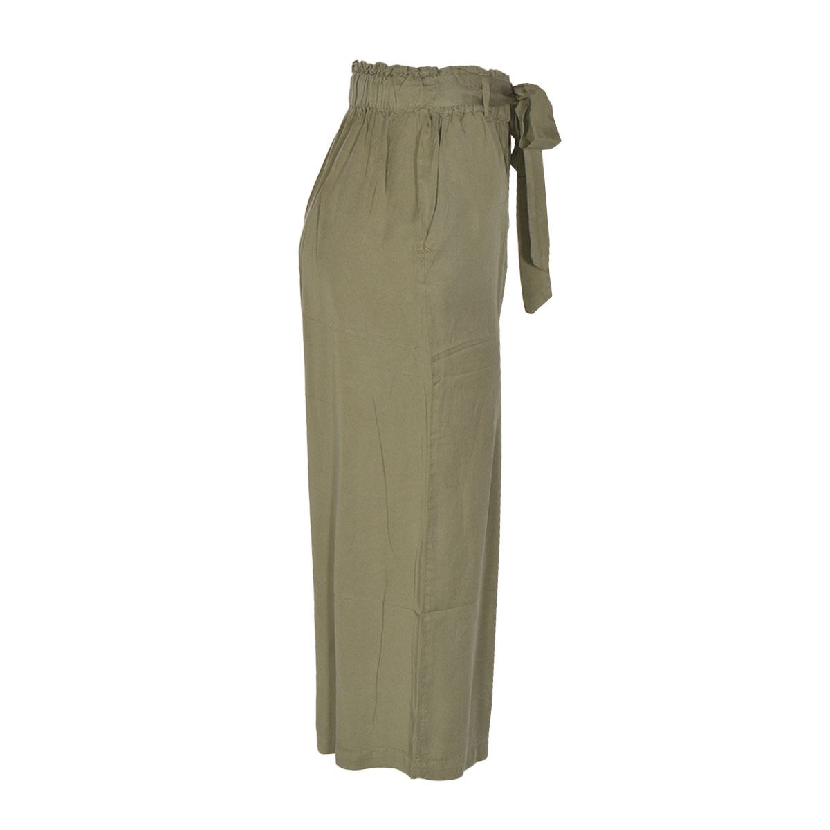 Pantalón Recto Para Mujer, Holgado Con Elástico Y Cinta De Amarre En Cintura Philosophy Woman Talla Grande Color Verde Obscuro Modelo 6445PJN