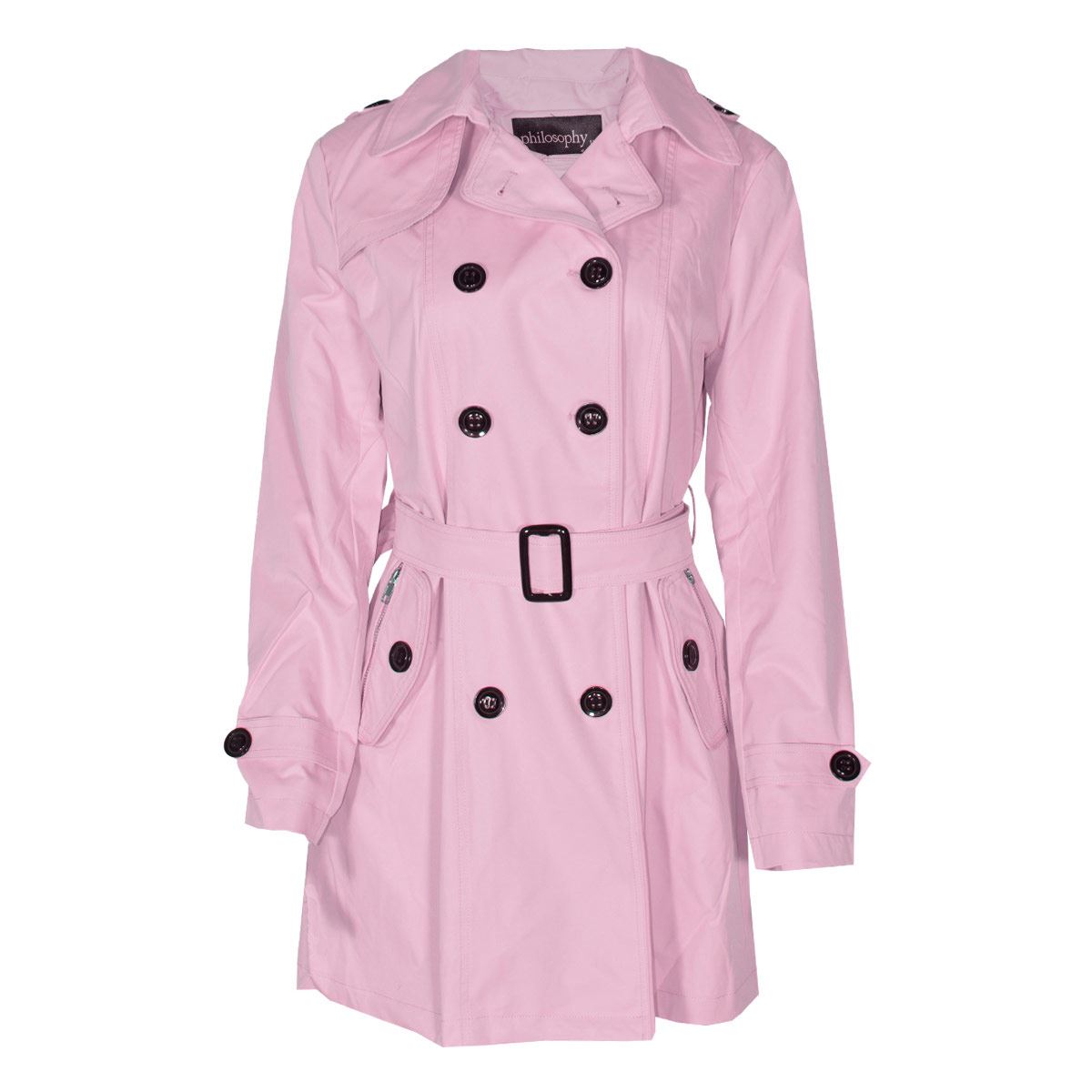 Gabardina Para Mujer, Con Botones Y Cinturón Philosophy Jr Talla Mediana Color Rosa Modelo GPL2304