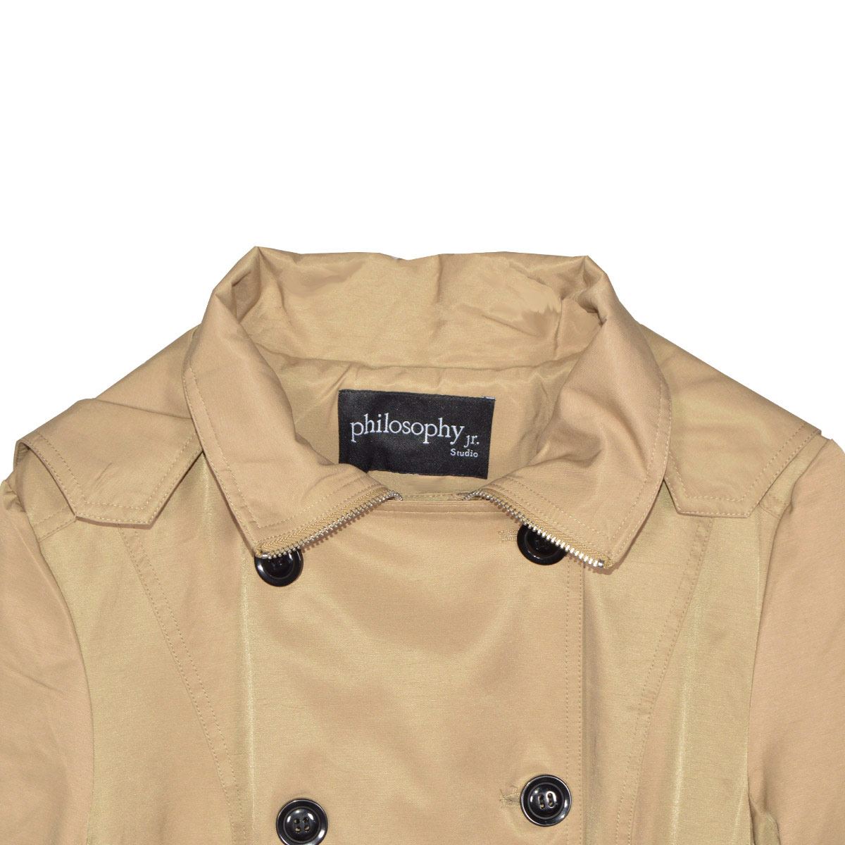 Gabardina Para Mujer, Con Botones Y Cinturón Philosophy Jr Talla Chica Color Cafe Claro Modelo GCV2021