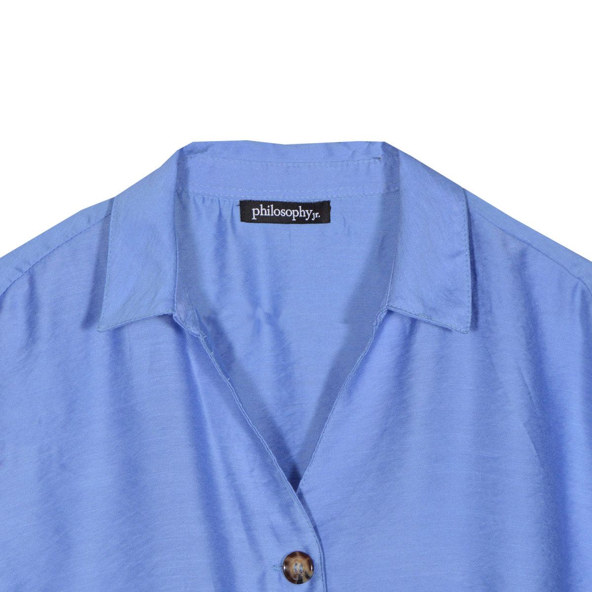 Blusa Para Mujer, Con Elástico Y Botones Philosophy Jr Talla Mediana Color Azul Claro Modelo 11696