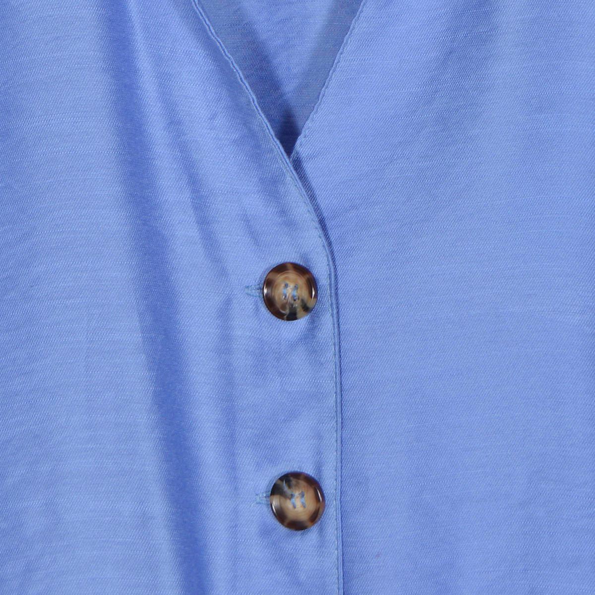 Blusa Para Mujer, Con Elástico Y Botones Philosophy Jr Talla Mediana Color Azul Claro Modelo 11696