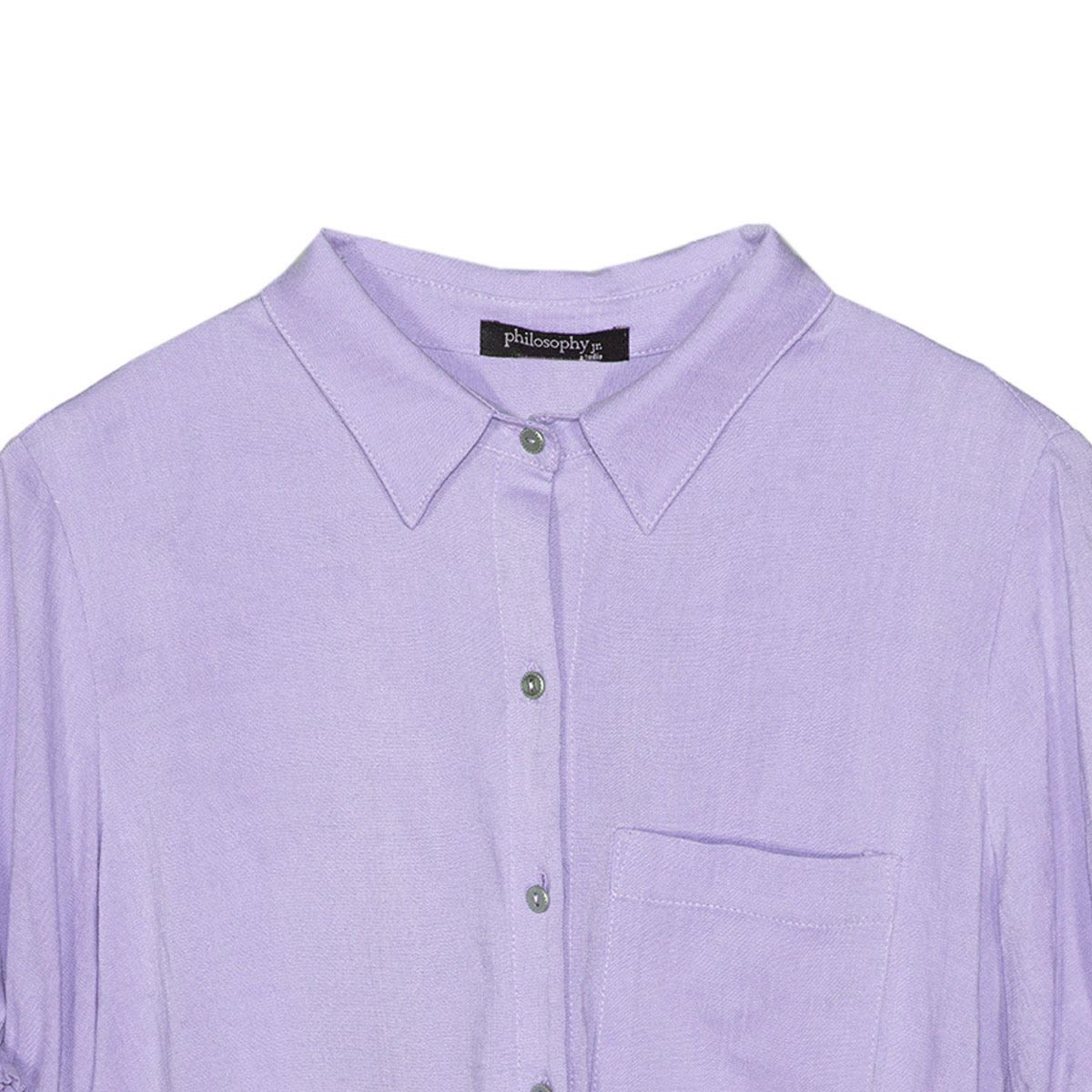 Blusa Para Mujer, Con Cinta De Amarre Y Botones Philosophy Jr Talla Grande Color Morado Claro Modelo 11730