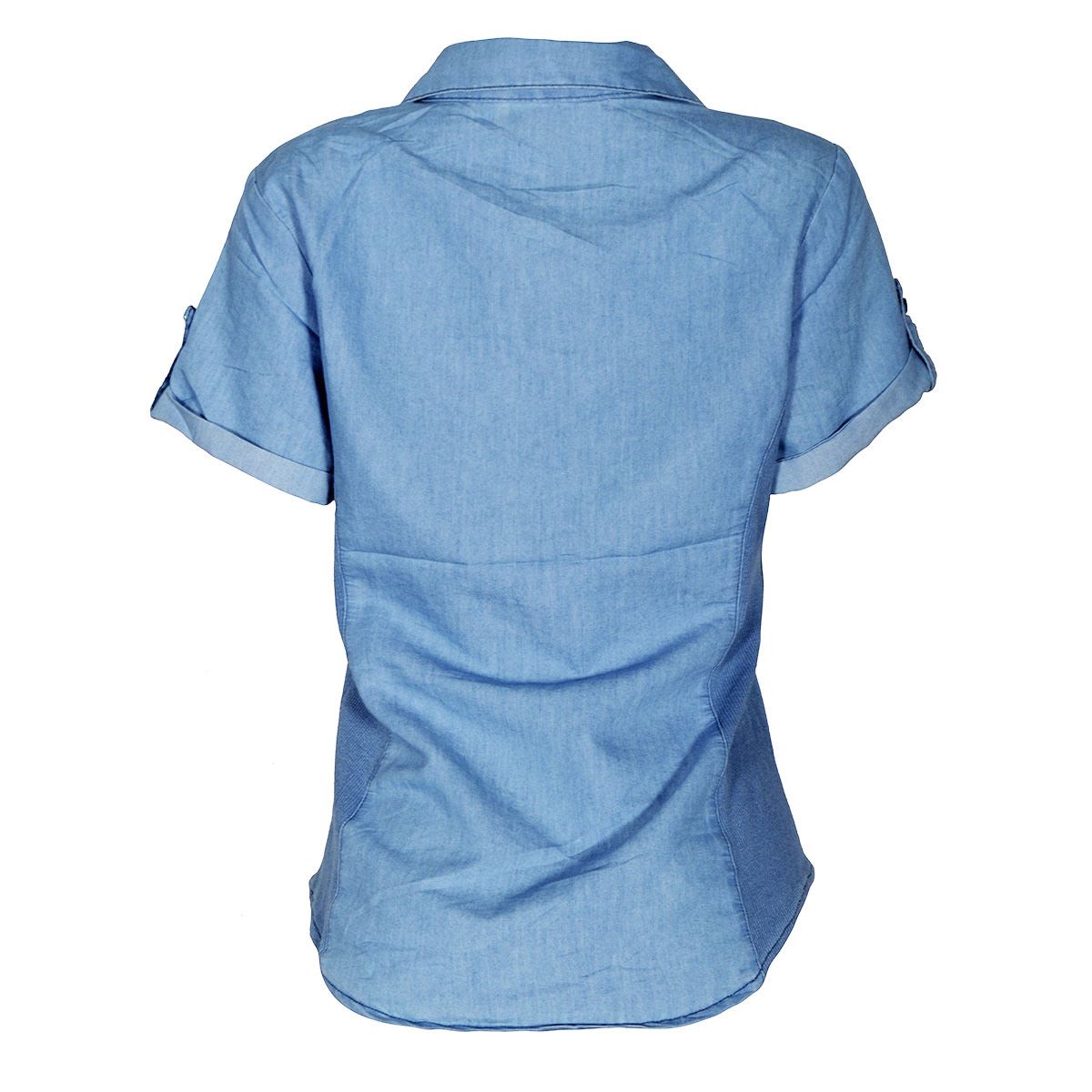 Blusa De Mezclilla Para Mujer, Con Botones Philosophy Jr Talla Chica Color Azul Claro Modelo CTP276M