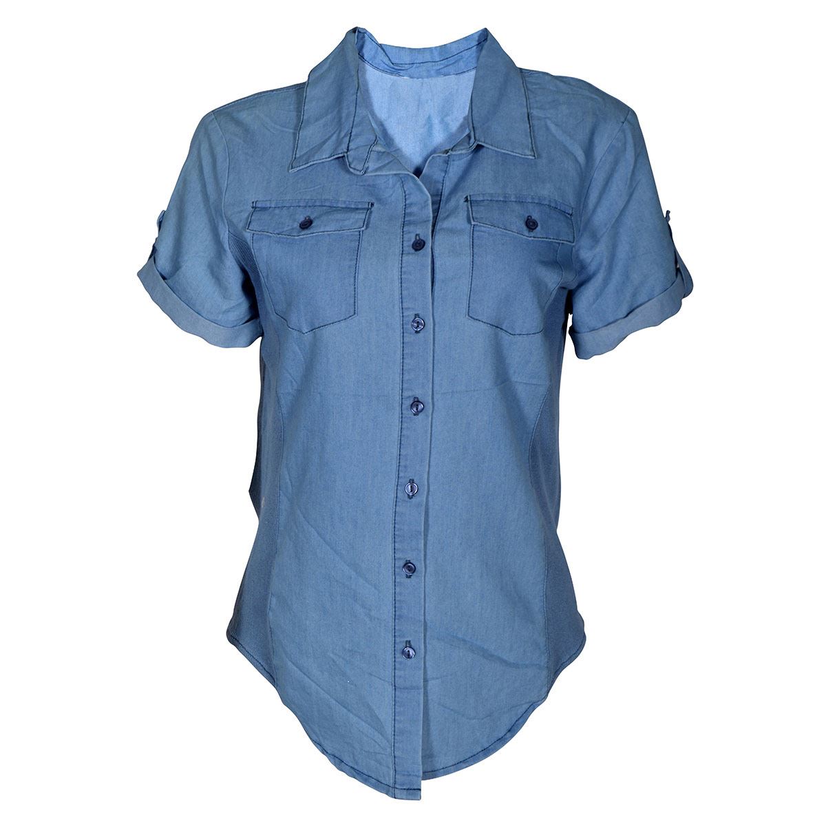 Blusa De Mezclilla Para Mujer, Con Botones Philosophy Jr Talla Mediana Color Azul Oscuro Modelo CTP276M