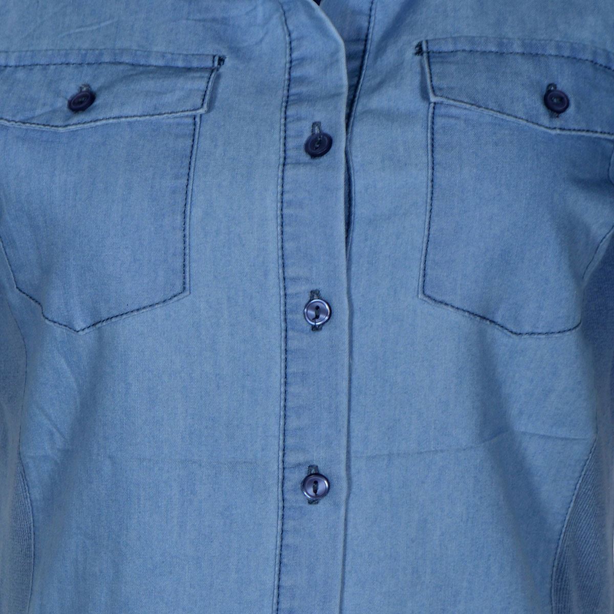 Blusa De Mezclilla Para Mujer, Con Botones Philosophy Jr Talla Mediana Color Azul Oscuro Modelo CTP276M