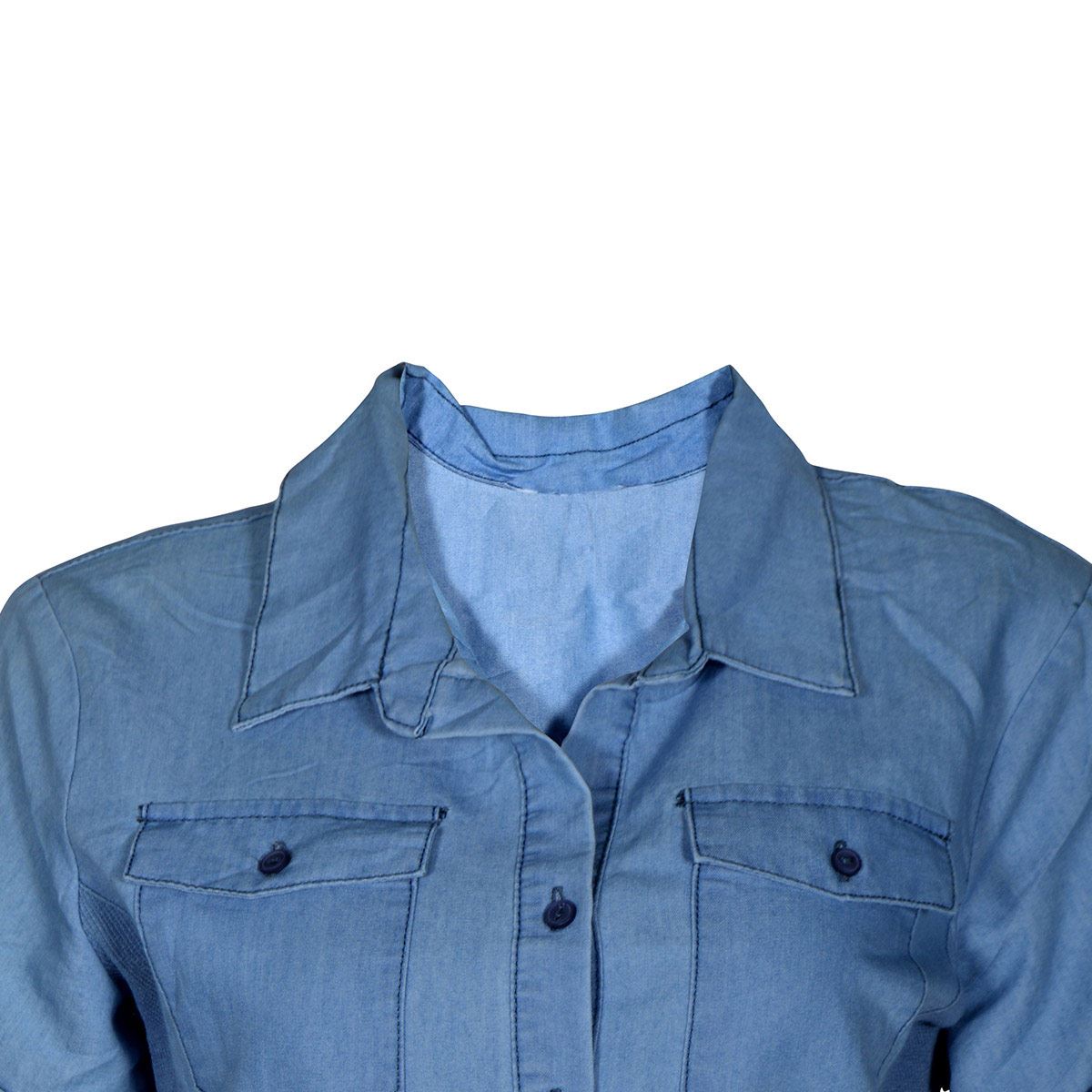 Blusa De Mezclilla Para Mujer, Con Botones Philosophy Jr Talla Mediana Color Azul Oscuro Modelo CTP276M