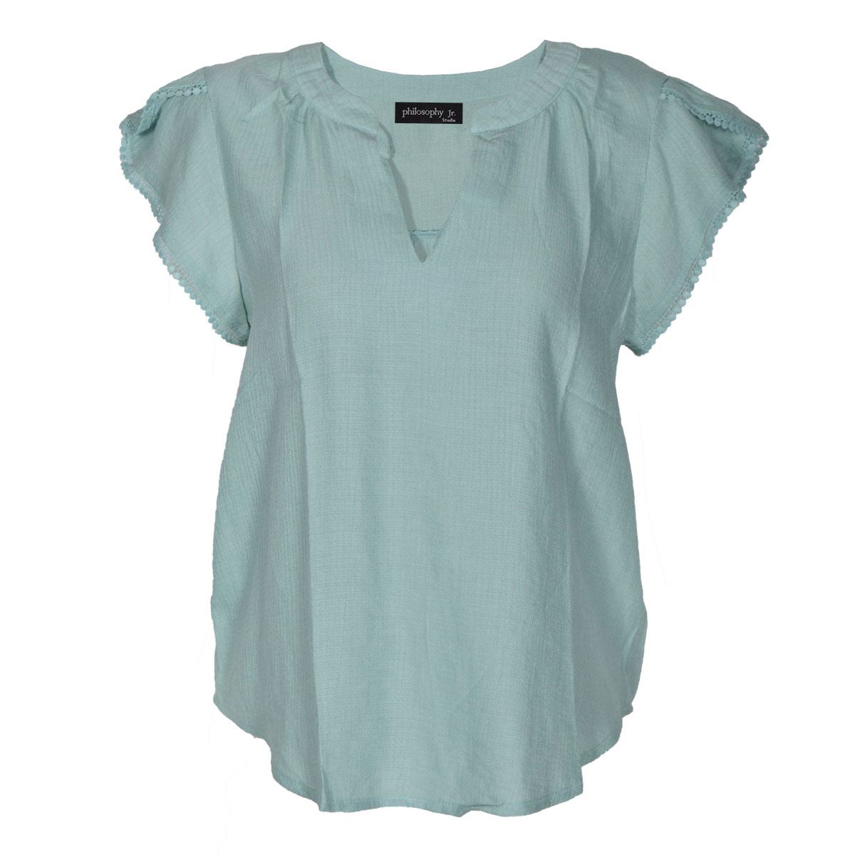 Blusa Para Mujer, Con Detalle De Encaje Philosophy Jr Talla Grande Color Verde Modelo TB8353