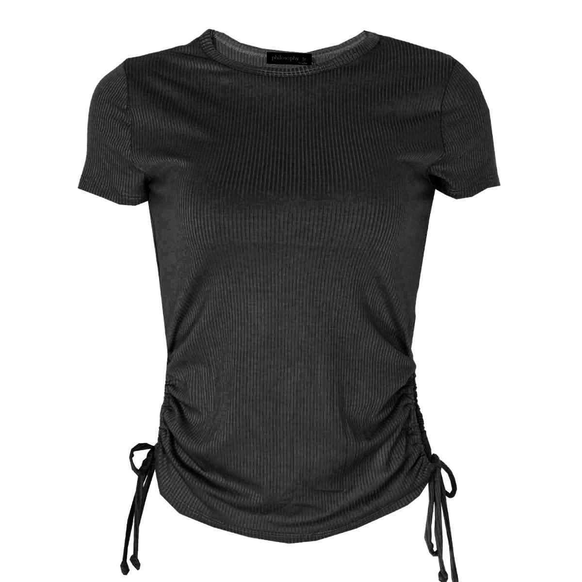 Playera Lisa Para Mujer, Con Jaretas Laterales Philosophy Jr Talla Grande Color Negro Modelo RT42891A