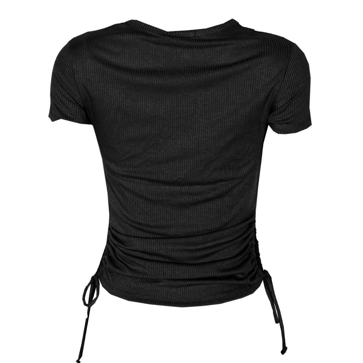 Playera Lisa Para Mujer, Con Jaretas Laterales Philosophy Jr Talla Grande Color Negro Modelo RT42891A