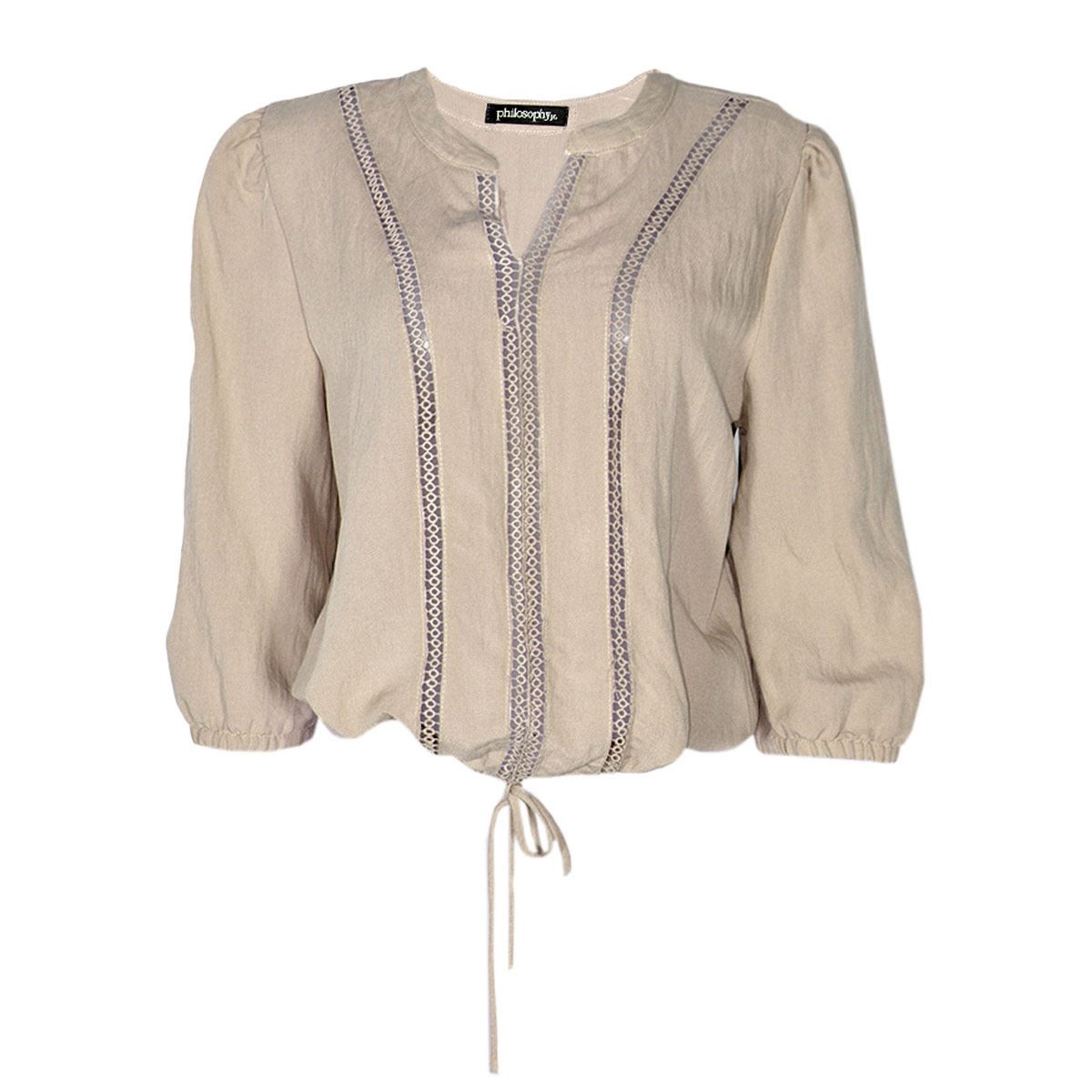 Blusa corta con jareta y encaje para mujer Philosophy