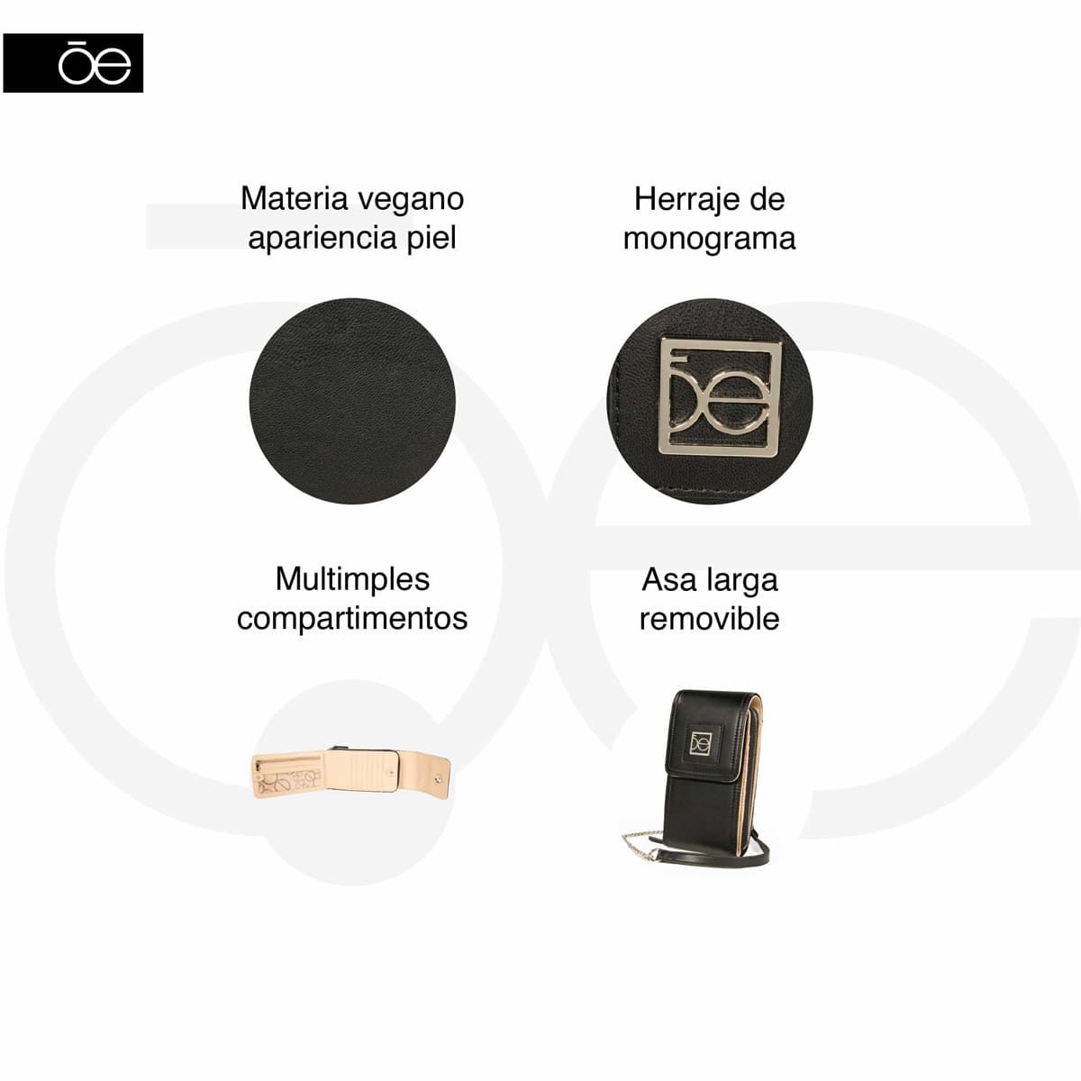 Billetera Porta Celular Cloe Negra para Mujer