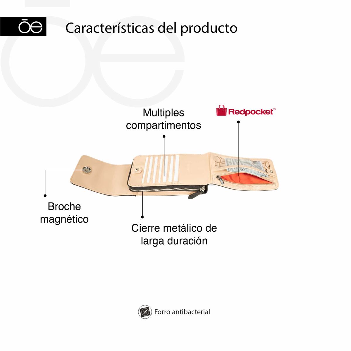 Billetera Porta Celular Cloe Negra para Mujer