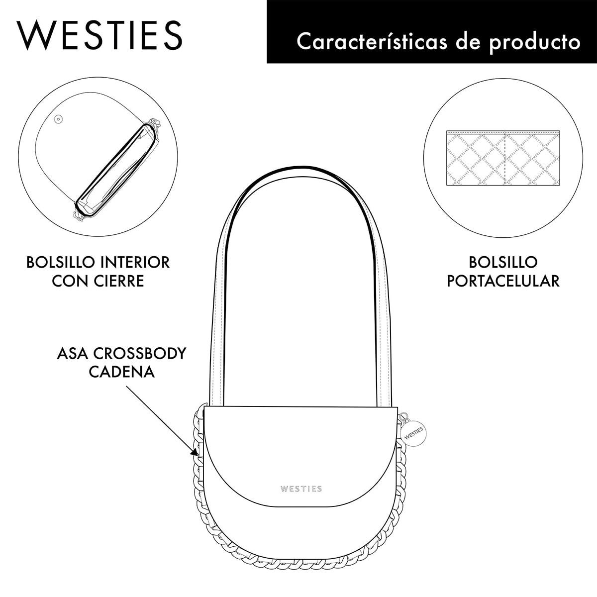 Bolso Crossbody Westies Negro para Mujer
