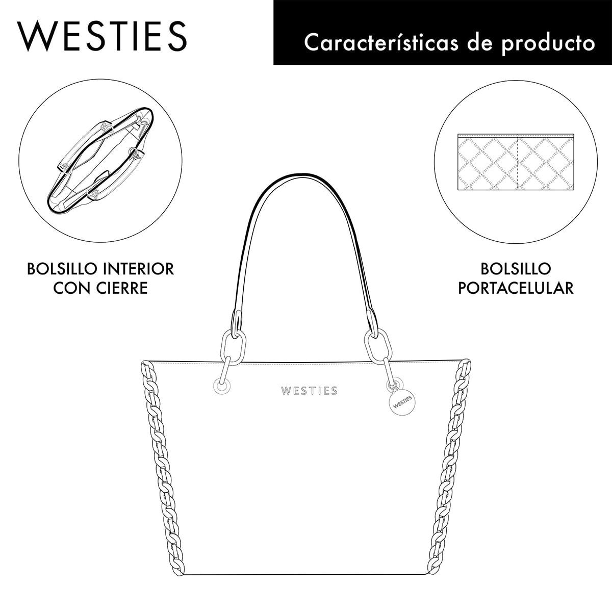 Bolso Tote Westies Marfil para Mujer