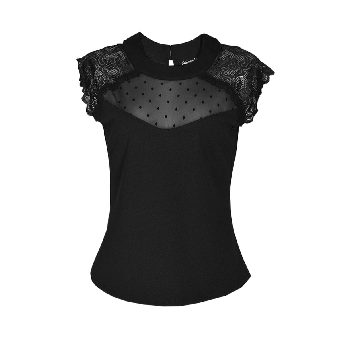 Blusa con encaje y transparencia para mujer Philosophy