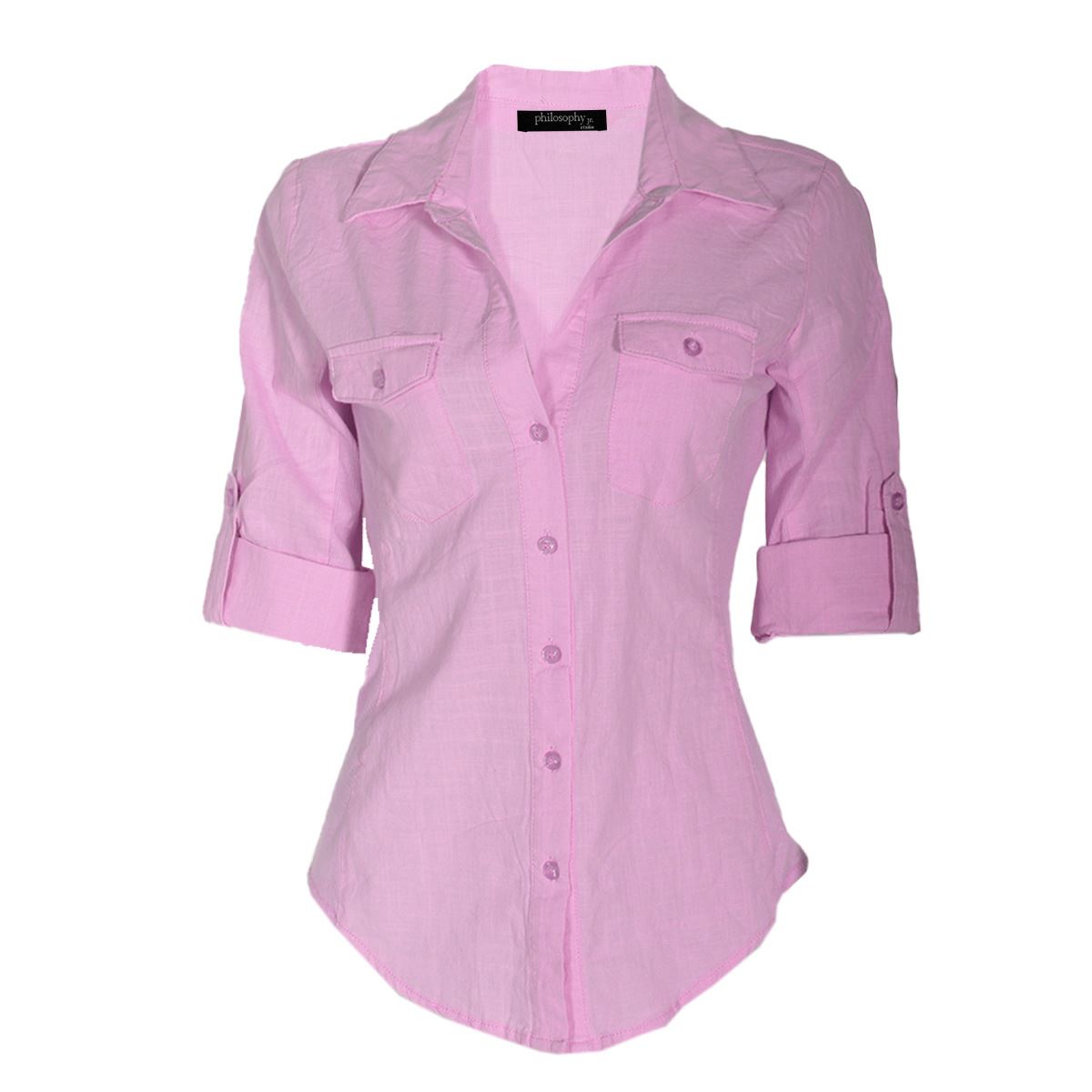 Blusa lisa con elevación en manga para mujer Philosophy Talla Mediana
